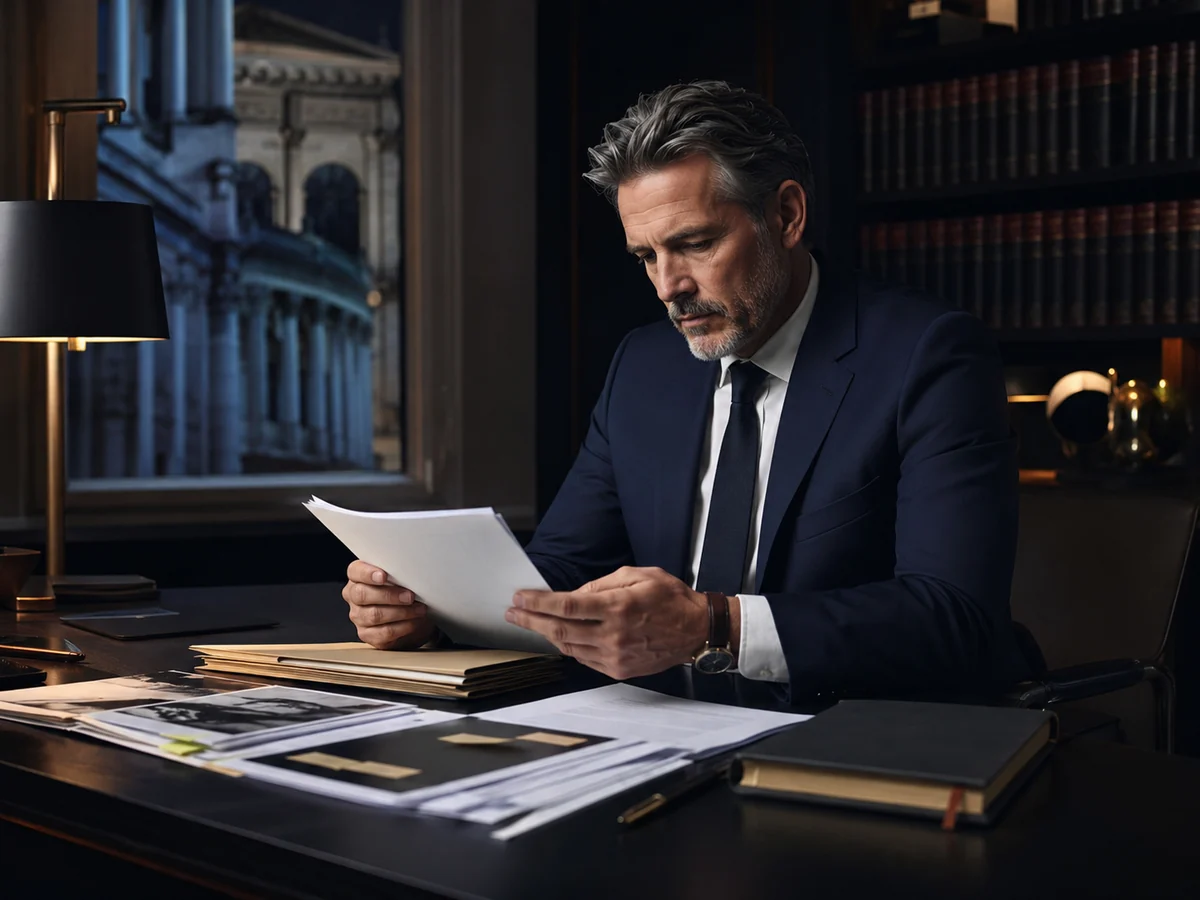 Strafrechtadvocaat analyseert een juridisch dossier